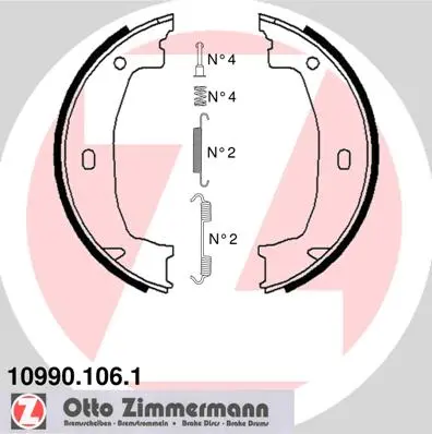 Sada brzdových čelistí, parkovací brzda ZIMMERMANN 10990.106.1