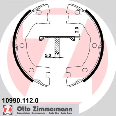 Sada brzdových čelistí, parkovací brzda ZIMMERMANN 10990.112.0