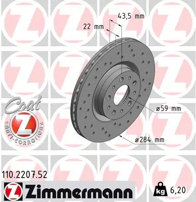 Brzdový kotouč ZIMMERMANN 110.2207.52