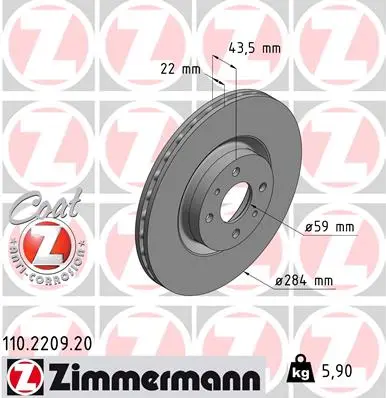 Brzdový kotouč ZIMMERMANN 110.2209.20