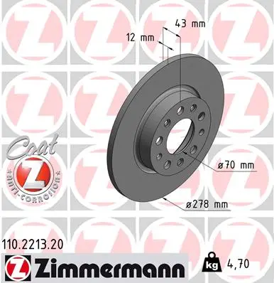 Brzdový kotouč ZIMMERMANN 110.2213.20