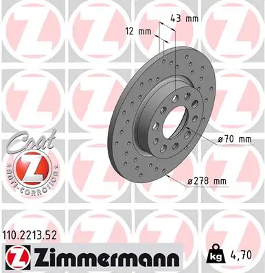 Brzdový kotouč ZIMMERMANN 110.2213.52