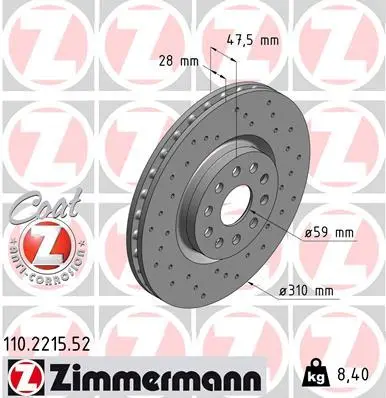 ZIMMERMANN Brzdový kotouč 110221552