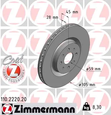 Brzdový kotouč ZIMMERMANN 110.2220.20