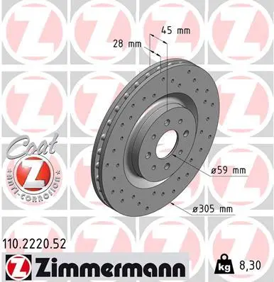 Brzdový kotouč ZIMMERMANN 110.2220.52