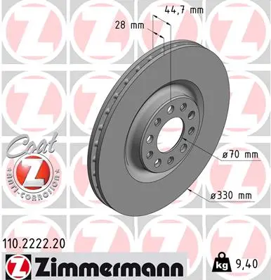 Brzdový kotouč ZIMMERMANN 110.2222.20