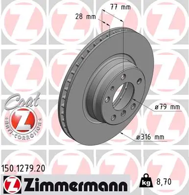 ZIMMERMANN Brzdový kotouč 150127920