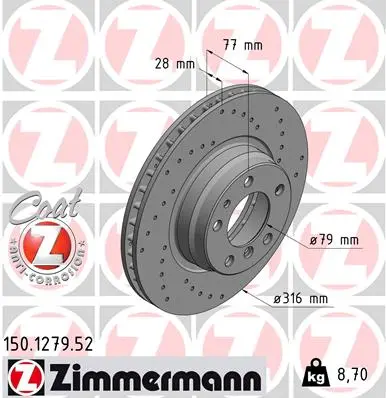 Brzdový kotouč ZIMMERMANN 150.1279.52