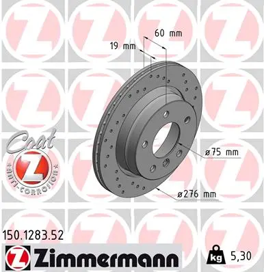 Brzdový kotouč ZIMMERMANN 150.1283.52