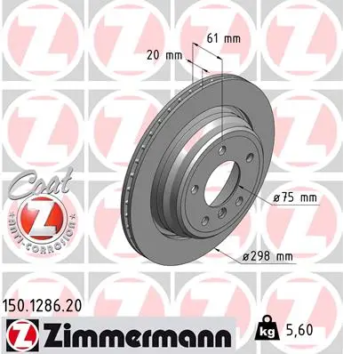 ZIMMERMANN Brzdový kotouč 150128620D