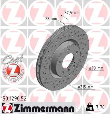 ZIMMERMANN Brzdový kotouč 150129052