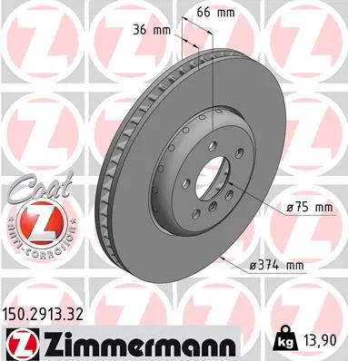 ZIMMERMANN Brzdový kotouč 150291332
