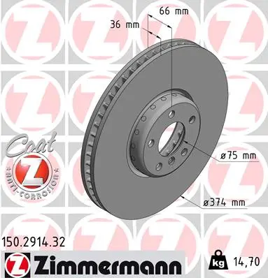 ZIMMERMANN Brzdový kotouč 150291432