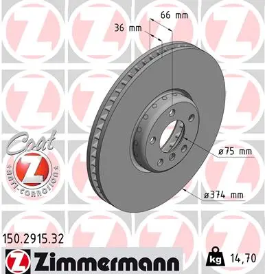 ZIMMERMANN Brzdový kotouč 150291532