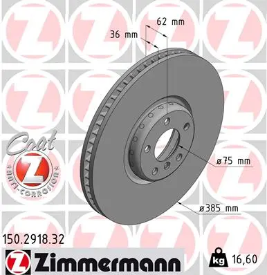 ZIMMERMANN Brzdový kotouč 150291832