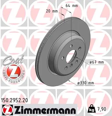 ZIMMERMANN Brzdový kotouč 150295220