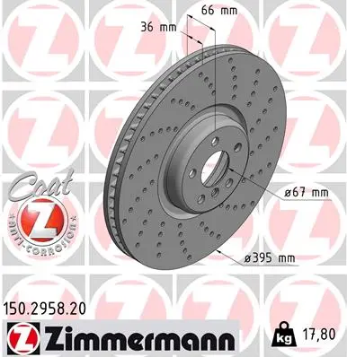 ZIMMERMANN Brzdový kotouč 150295820
