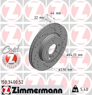 ZIMMERMANN Brzdový kotouč 150340052