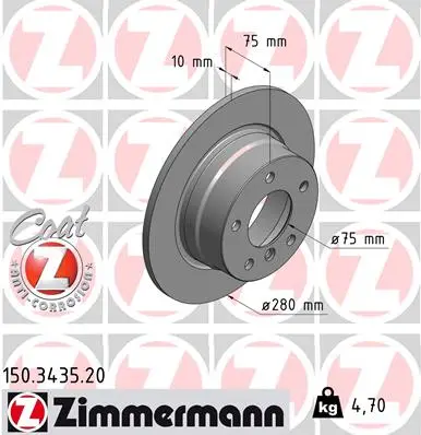 ZIMMERMANN Brzdový kotouč 150343520