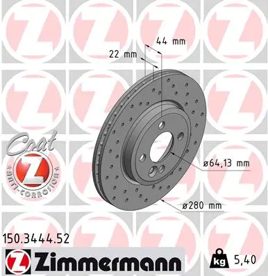 ZIMMERMANN Brzdový kotouč 150344452