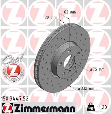 ZIMMERMANN Brzdový kotouč 150344752