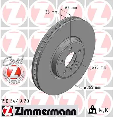 Brzdový kotouč ZIMMERMANN 150.3449.20