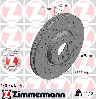 Brzdový kotouč ZIMMERMANN 150.3449.52