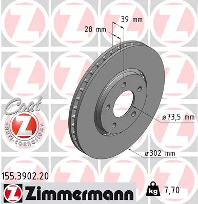 Brzdový kotouč ZIMMERMANN 155.3902.20