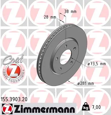 ZIMMERMANN Brzdový kotouč 155390320