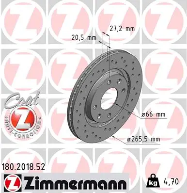 Brzdový kotouč ZIMMERMANN 180.2018.52