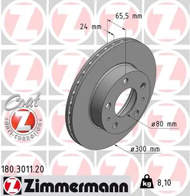 ZIMMERMANN Brzdový kotouč 180301120