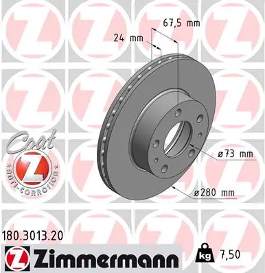 Brzdový kotouč ZIMMERMANN 180.3013.20