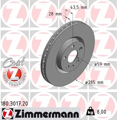 Brzdový kotouč ZIMMERMANN 180.3017.20