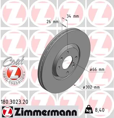 ZIMMERMANN Brzdový kotouč 180302320