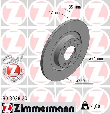 Brzdový kotouč ZIMMERMANN 180.3028.20