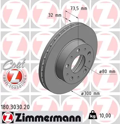 Brzdový kotouč ZIMMERMANN 180.3030.20