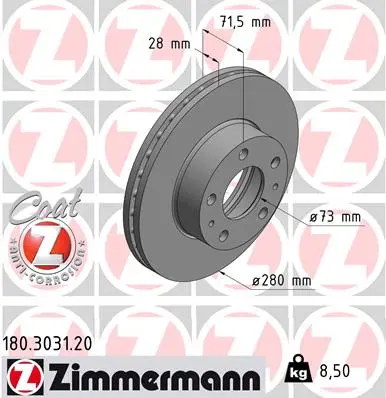 Brzdový kotouč ZIMMERMANN 180.3031.20