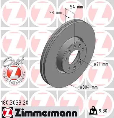 Brzdový kotouč ZIMMERMANN 180.3033.20