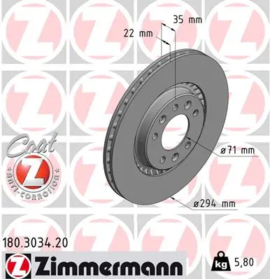 Brzdový kotouč ZIMMERMANN 180.3034.20