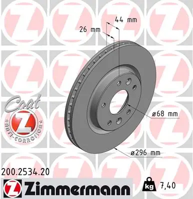 Brzdový kotouč ZIMMERMANN 200.2534.20