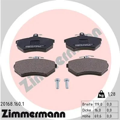 Sada brzdových destiček, kotoučová brzda ZIMMERMANN 20168.160.1