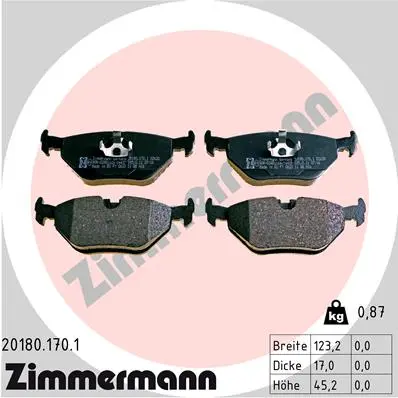 Sada brzdových destiček, kotoučová brzda ZIMMERMANN 20180.170.1