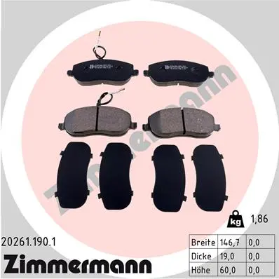 Sada brzdových destiček, kotoučová brzda ZIMMERMANN 20261.190.1