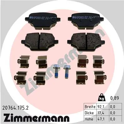 Sada brzdových destiček, kotoučová brzda ZIMMERMANN 20764.175.2