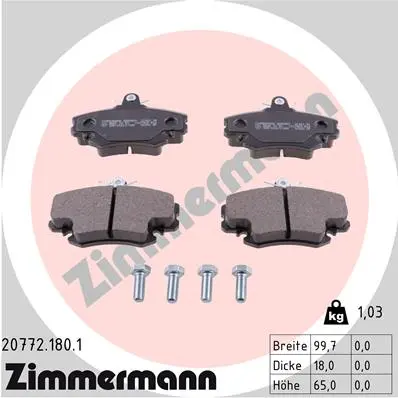 Sada brzdových destiček, kotoučová brzda ZIMMERMANN 20772.180.1