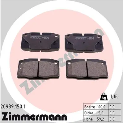Sada brzdových destiček, kotoučová brzda ZIMMERMANN 20939.150.1