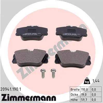 Sada brzdových destiček, kotoučová brzda ZIMMERMANN 20941.190.1