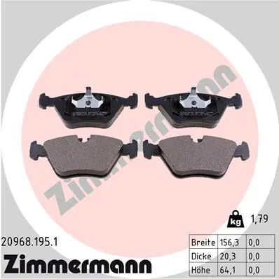 Sada brzdových destiček, kotoučová brzda ZIMMERMANN 20968.195.1