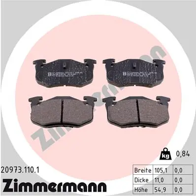 Sada brzdových destiček, kotoučová brzda ZIMMERMANN 20973.110.1