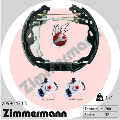ZIMMERMANN Sada brzdových čelistí 20990.130.3